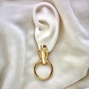 Anthro Golden Hand Hoops